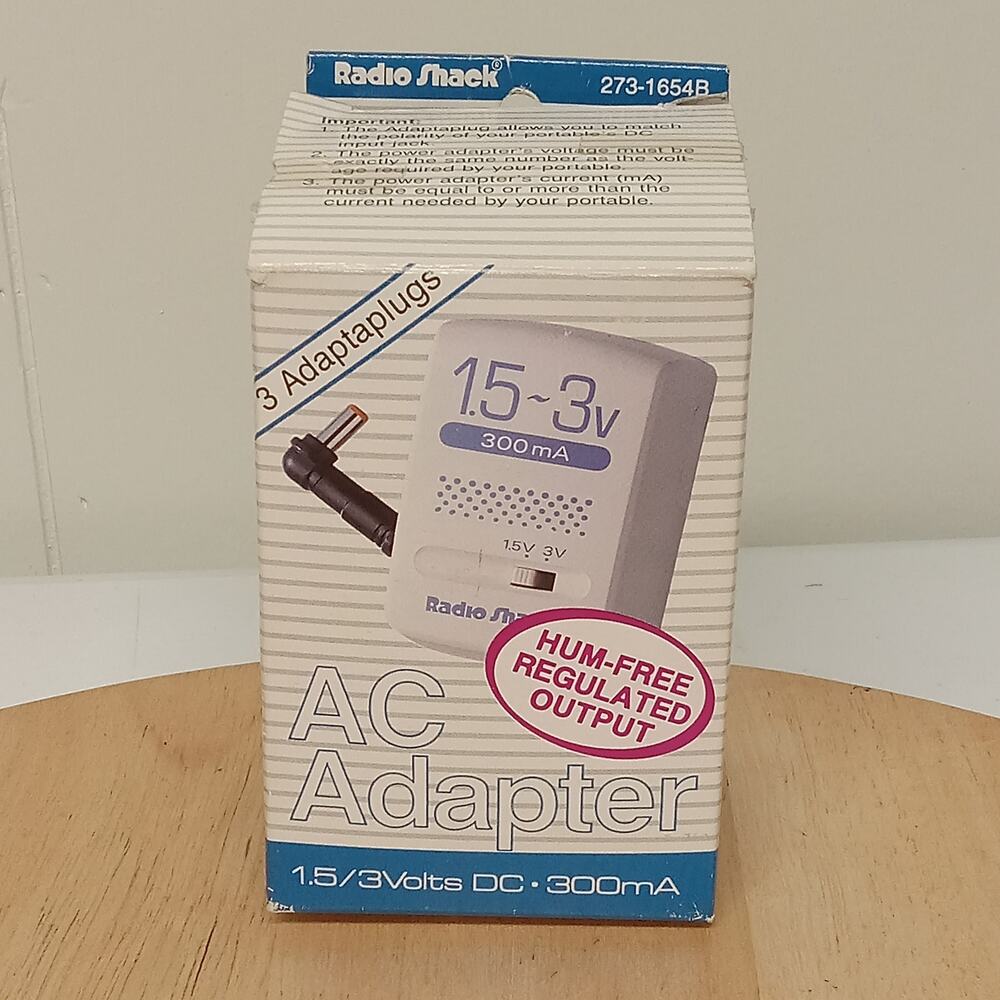 Radio Shack AC Adapter 1.5/3 Volts DC 300mA For AM/FM CD Cassette Portables